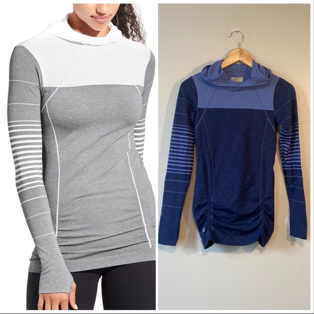 Athleta Stripe Fastest color block track hoodie pullover Sz xs